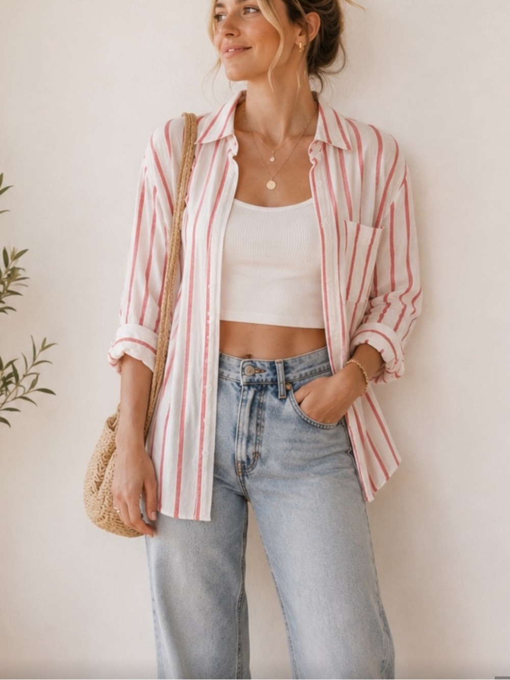 Z Supply Saturday Striped Gauze Shirt large